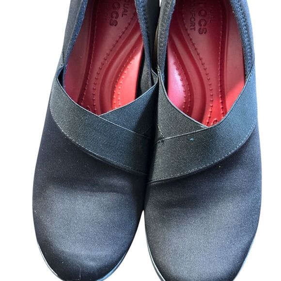 Crocs Dual Comfort Busy Day Black Wedge Loafers Size 10 Slip On Comfort Shoes - Picture 6 of 10